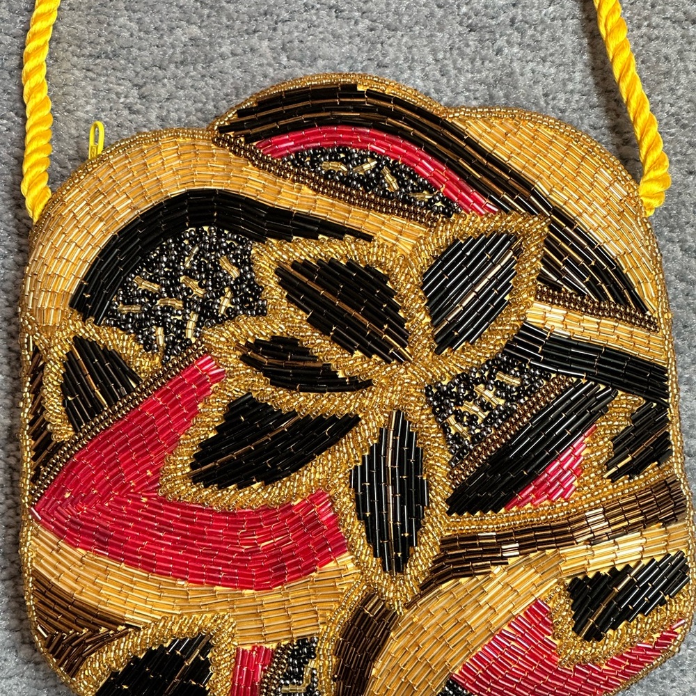 Handmade Multicolored Full Beaded Small Shoulder Bag 7”x7”